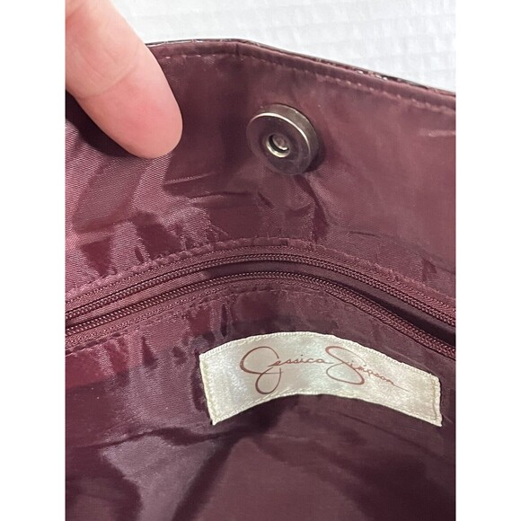 Jessica Simpson Dark Red Faux Snake Skin Tote - Picture 7 of 16